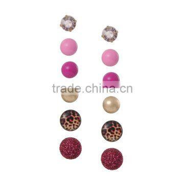 Fashion Jewelry 24K Gold Plated Multiple Acrylic Ball Earring Stud Set