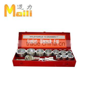 1" Dr 15pcs(36mm-80mm) heavy duty socket wrench