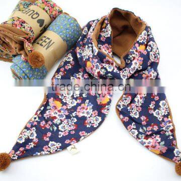 2015 Newest Small Flowers Paisley Printed Polar Fleece Backside Fashion Baby Boys Girls Winter Scarf