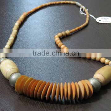 Horn bone necklace Indian beaded pendant