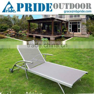 Outdoor Leisure Stainless Steel Mesh Lounge Chair Wheels Beach Hotel Pool Lounge Chair