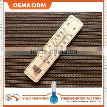 household indoor wood thermometer double scale C / F eco-friendly material red kerosene filled and printed black font on wood