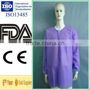 Disposable Hospital Lab Coat with Buttons and Cuffs