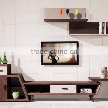 2015 New Design Living Room Modern Corner Wooden TV Cabinet , Modern Multifuctional Wooden TV Cabinet With Showcase For Sale