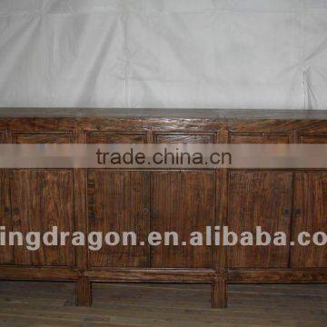 Chinese antique furniture pine wood color six door six drawer cabinet