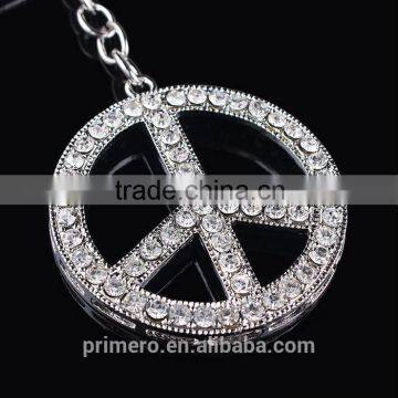 Car Cartoon Creative Peace Sign Logo Peugeot Alloy Crystal Key Chain Bag Hangings photo-3
