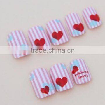 pre-designed\plain red heart artificial nail art tips\acrylic\cut\ nail tips vendor \OEM manufacturer