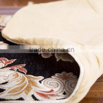 Plus 100% Linen Table Runner Pure Natural Linen Hemstitch Table Runner Black Flower Linen Table Runner photo-3