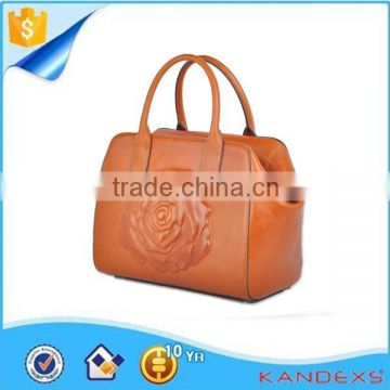 Professional Design Fashion European Style Classic Vintage Tote Genuine Leather Lady Handbag Wholesale China