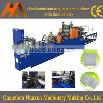 Automatic printing serviette tissue lamination folding square napkin paper making machine