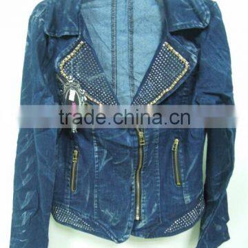 2015 new arrival fashion women denim jacket, zipper denim jacket wholesale mens black denim jacket wholeasale China