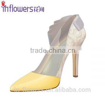 Genuine Leather Pointed Toe Fashion Design Ladies High Heel Shoes With Bowtie Back photo-5