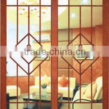 Glass Wooden 2 Panel System Sliding Doors DJ-S407