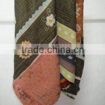 Handmade Vintge Reversible Cotton Kantha Quilt Wholesale Blanket Sari Throw