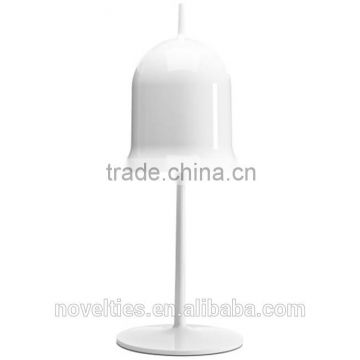 White finished 45 degrees angle table lamp with polka dot edged shade