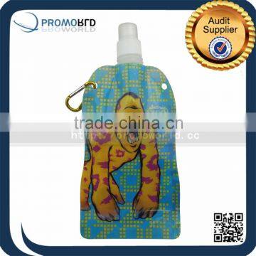 Plastic Foldable Drinking Water Bottle Pouch With Carabiner