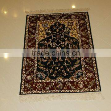 iranian dark blue prayer rug handmade silk rug