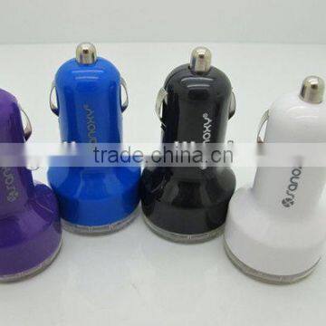 new bullet shape mini bullet dual usb 2-port car charger adaptor