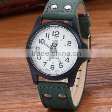 2016 NEW fashion casual calendar quartz-watches leather sports military watches for men