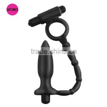 silicone anal plug with cock ring boys sex toys E016