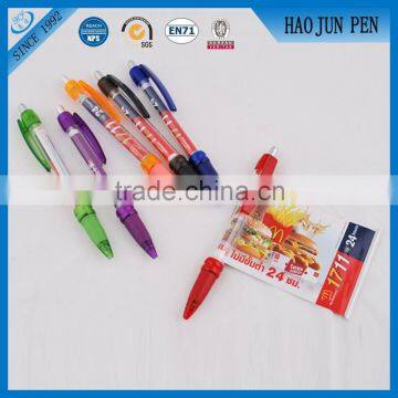 Pull Out Ad Plastic Ballpoint Pens ,Hot Selling Plastic Banner Pen With Company Info.