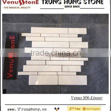 White Marble Polished Linear Splicing Mosaic Tile