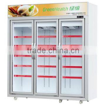 3door upright glass door freezer new design large capacity