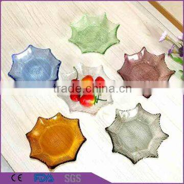 wholesale cheap octagon colorful glass fruit plate