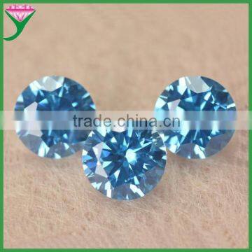 Wuzhou machine cut 6mm star cut round brilliant cut loose synthetic sapphire blue zircon stone