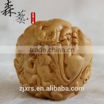 Zodiac fitness ball natural boxwood carving