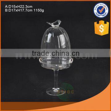 High quality glass cake stand with color from gold supplier