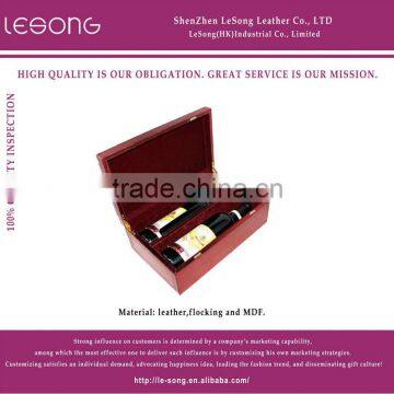 High Quality Faux Leather Wine Box/Wooden Wine Carrier/Double Wine Case
