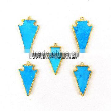 Turquoise Arrowhead Pendant Gold Electroplated