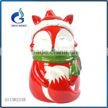 popular colorful ceramic fox cookie jars for christmas gift