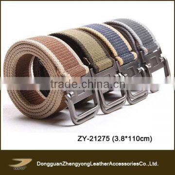 (ZY-21275)Fashion man fabric belt double buckle organic cotton belt