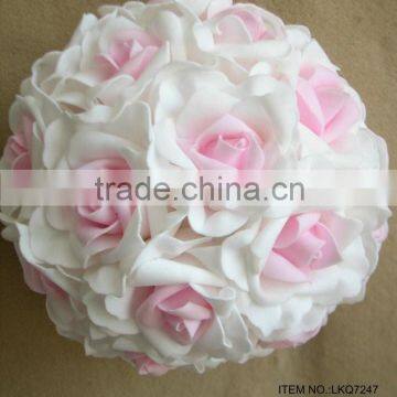 2015 Popular Artificial PE Flower8" Artificial PE Wedding decoration pink wihte Rose Hanging Ball