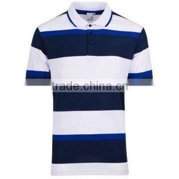 high quality white blue custom strip polo shirt for men