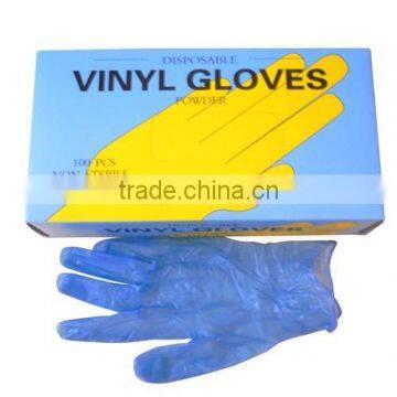 Disposable factory vinyl gloves slightly powder packaged in box