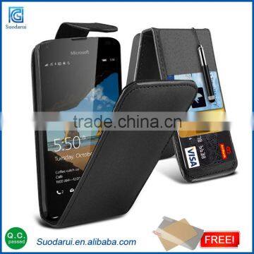 sale promotion leather flip case For Microsoft lumia 550 with free screen protector