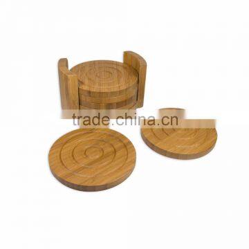 2016 New Products Handmade Custom Cheap 5 Piece Heavy Duty Round Bamboo Coaster Set photo-2