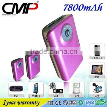 CMP 7800mAh Universal Portable External Battery Pack Mobile Power Bank with 2 USB DC 5V/1A DC5V/2A