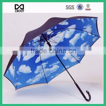 Blue sky fashion cheap custom logo print unique rain umbrella