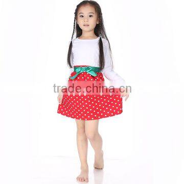 2016 new fashion Christmas dress for baby girls white long sleeve plain cotton Christmas dress