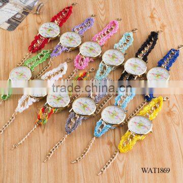 Women New Classic Geneva Ethnic Braided Analog Quartz Chain Lips Watch Strap photo-6