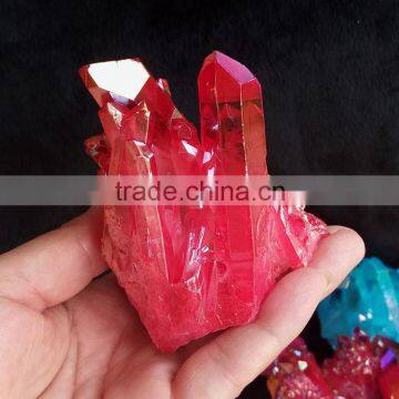 Wholesale Flame Red Angel Aura Healing Quartz Cluster