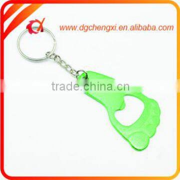 Cheap Aluminum Green Footprint-shaped Bottle Opener Keychain