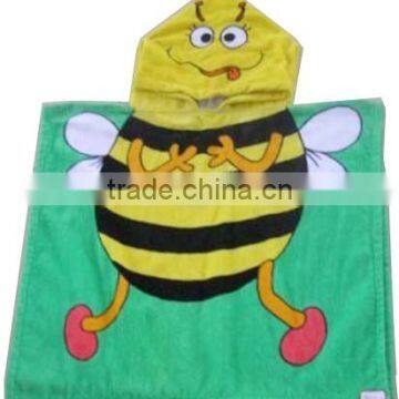 100% cotton velour fiber reactive print children hooded towel