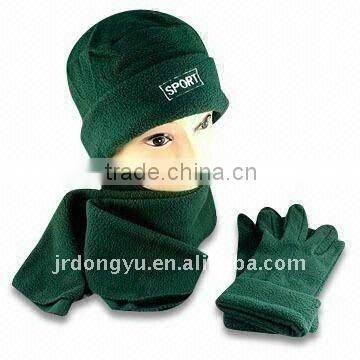 children fleece hat scarf and winter glove