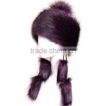 Sya 2015 New design women winter purple faux fur hats