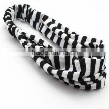 Sya black and white stripe painted plain headband